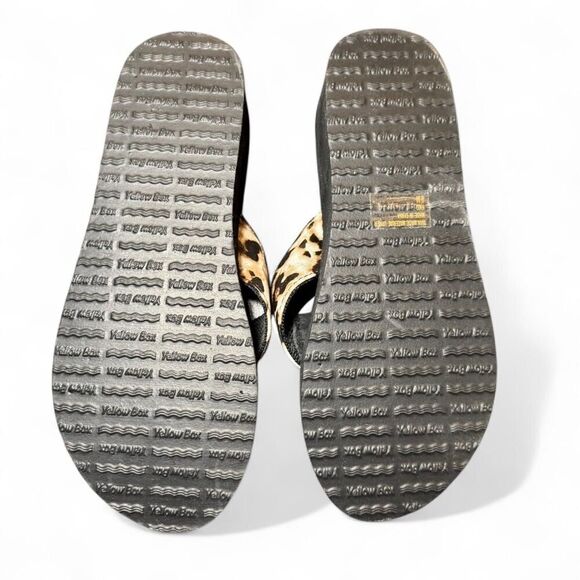 Yellow Box Women's Leopard Print Y2K Wedge Heel Flipflops Size 8 - Picture 6 of 6